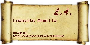 Lebovits Armilla névjegykártya